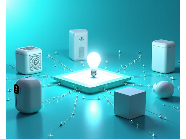 Diagramma interconnesso di vari dispositivi wellness (smartwatch, purificatore, lampadina) che si connettono a un hub centrale su un tablet, illustrando un ecosistema integrato per il benessere.